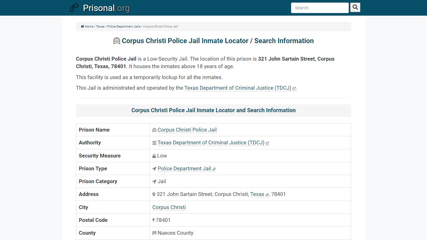 Corpus Christi Police Jail-Inmate Locator/Search Info ...