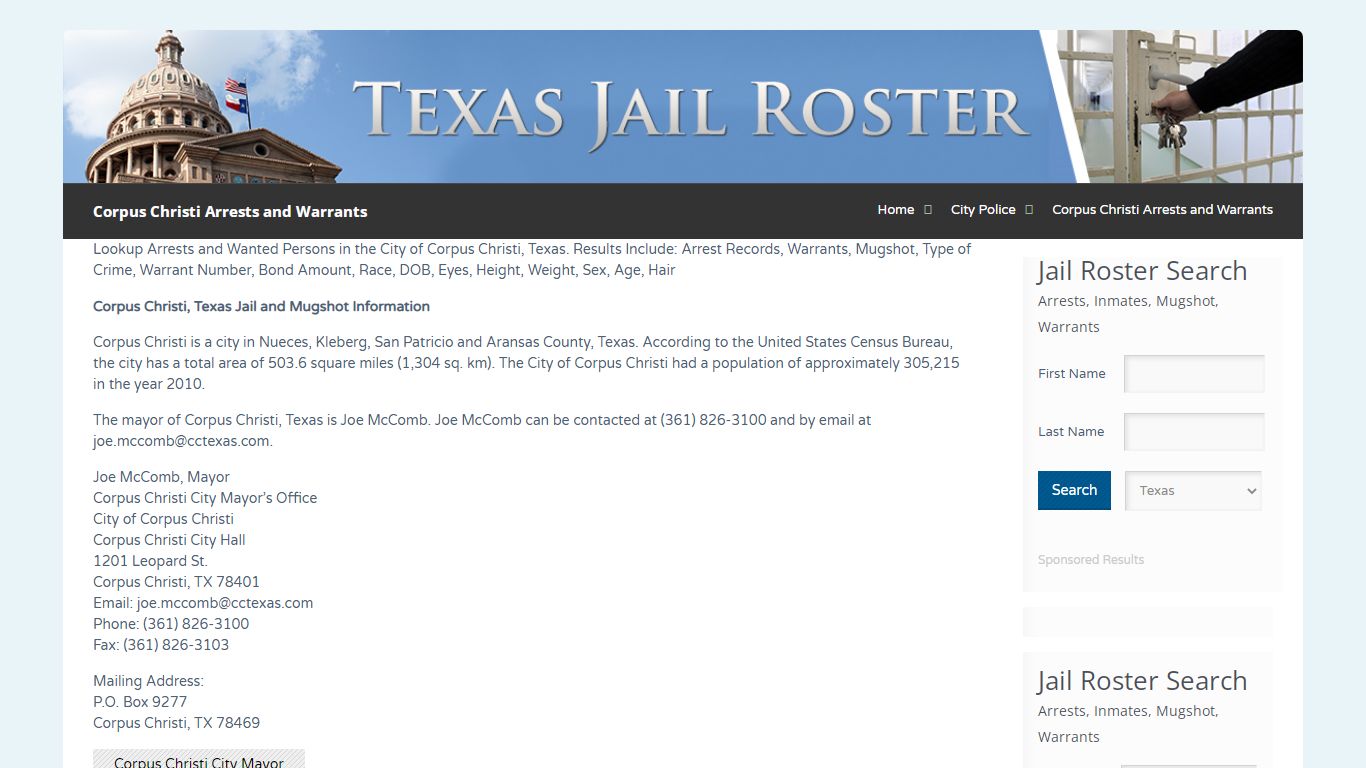 Corpus Christi Arrests and Warrants | Jail Roster Search